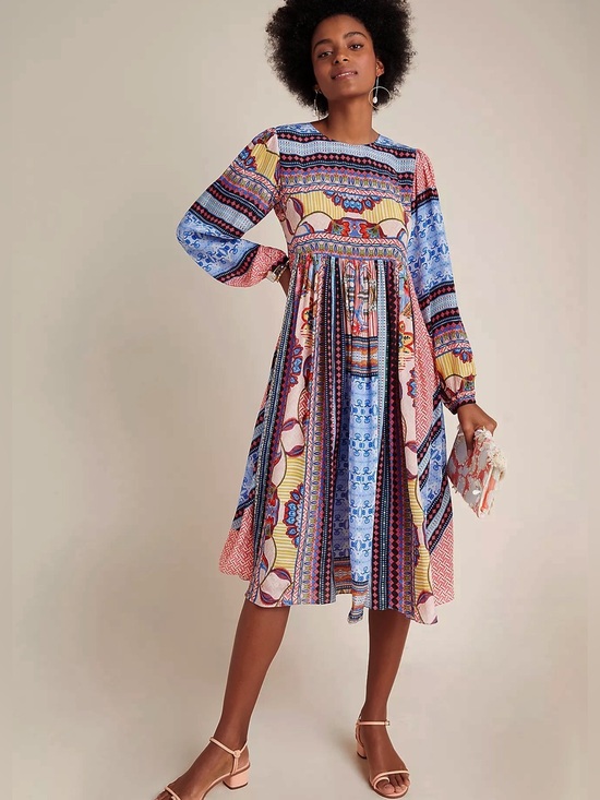 Anthropologie Dresses & Skirts - Anthropologie Bhanuni By Jyoti 16W NWT Marcelina Midi Dress Boho Blue Red Size 2